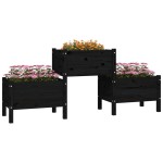 vidaXL Jardinieră, negru, 178,5x44x75 cm, lemn masiv de pin