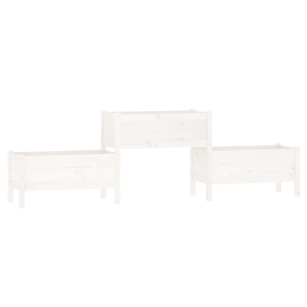 vidaXL Jardinieră, alb, 245,5x44x75 cm, lemn masiv de pin