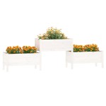 vidaXL Jardinieră, alb, 245,5x44x75 cm, lemn masiv de pin