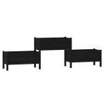 vidaXL Jardinieră, negru, 245,5x44x75 cm, lemn masiv de pin