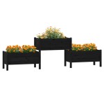 vidaXL Jardinieră, negru, 245,5x44x75 cm, lemn masiv de pin