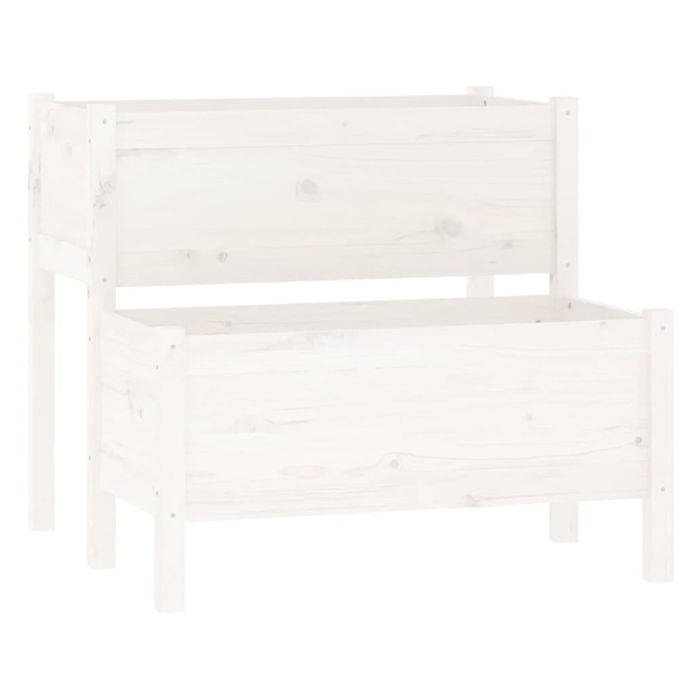 vidaXL Jardinieră, alb, 84,5x84x75 cm, lemn masiv de pin
