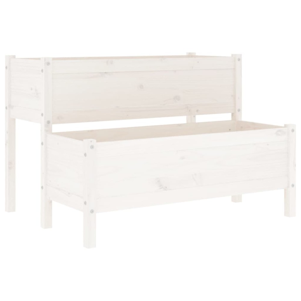 vidaXL Jardinieră, alb, 110x84x75 cm, lemn masiv de pin