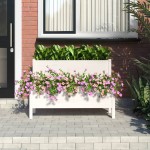 vidaXL Jardinieră, alb, 110x84x75 cm, lemn masiv de pin