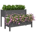 vidaXL Jardinieră, gri, 110x84x75 cm, lemn masiv de pin