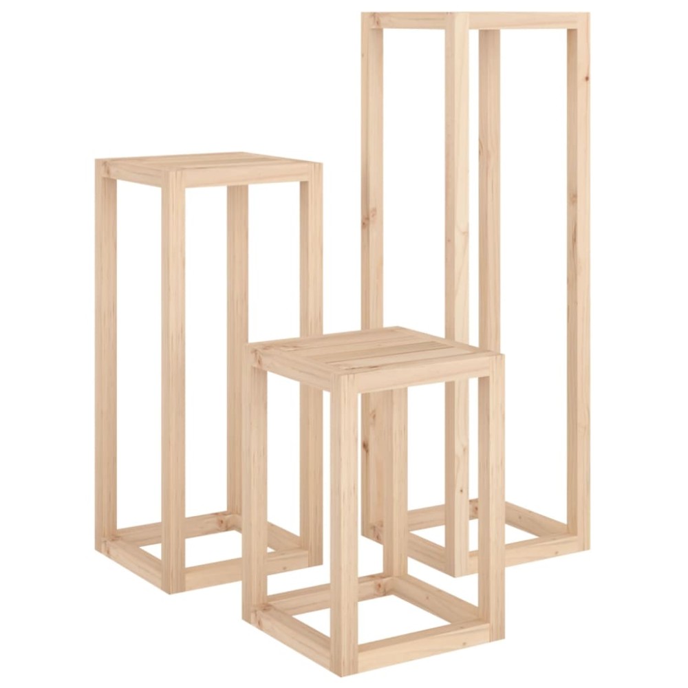vidaXL Set suport de plante, 3 piese, lemn masiv de pin