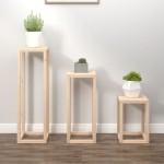 vidaXL Set suport de plante, 3 piese, lemn masiv de pin vidaXL Set suport de plante, 3 piese, lemn masiv de pin