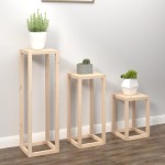 vidaXL Set suport de plante, 3 piese, lemn masiv de pin vidaXL Set suport de plante, 3 piese, lemn masiv de pin