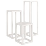 vidaXL Set suport de plante, 3 piese, alb, lemn masiv de pin vidaXL Set suport de plante, 3 piese, alb, lemn masiv de pin