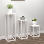 vidaXL Set suport de plante, 3 piese, alb, lemn masiv de pin vidaXL Set suport de plante, 3 piese, alb, lemn masiv de pin