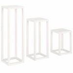 vidaXL Set suport de plante, 3 piese, alb, lemn masiv de pin vidaXL Set suport de plante, 3 piese, alb, lemn masiv de pin