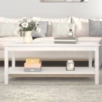 vidaXL Măsuță de cafea, alb, 110x55x45 cm, lemn masiv de pin