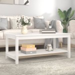 vidaXL Măsuță de cafea, alb, 110x55x45 cm, lemn masiv de pin