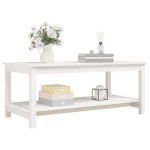vidaXL Măsuță de cafea, alb, 110x55x45 cm, lemn masiv de pin