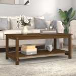 vidaXL Măsuță de cafea, maro miere, 110x55x45 cm, lemn masiv de pin vidaXL Măsuță de cafea, maro miere, 110x55x45 cm, lemn masiv de pin