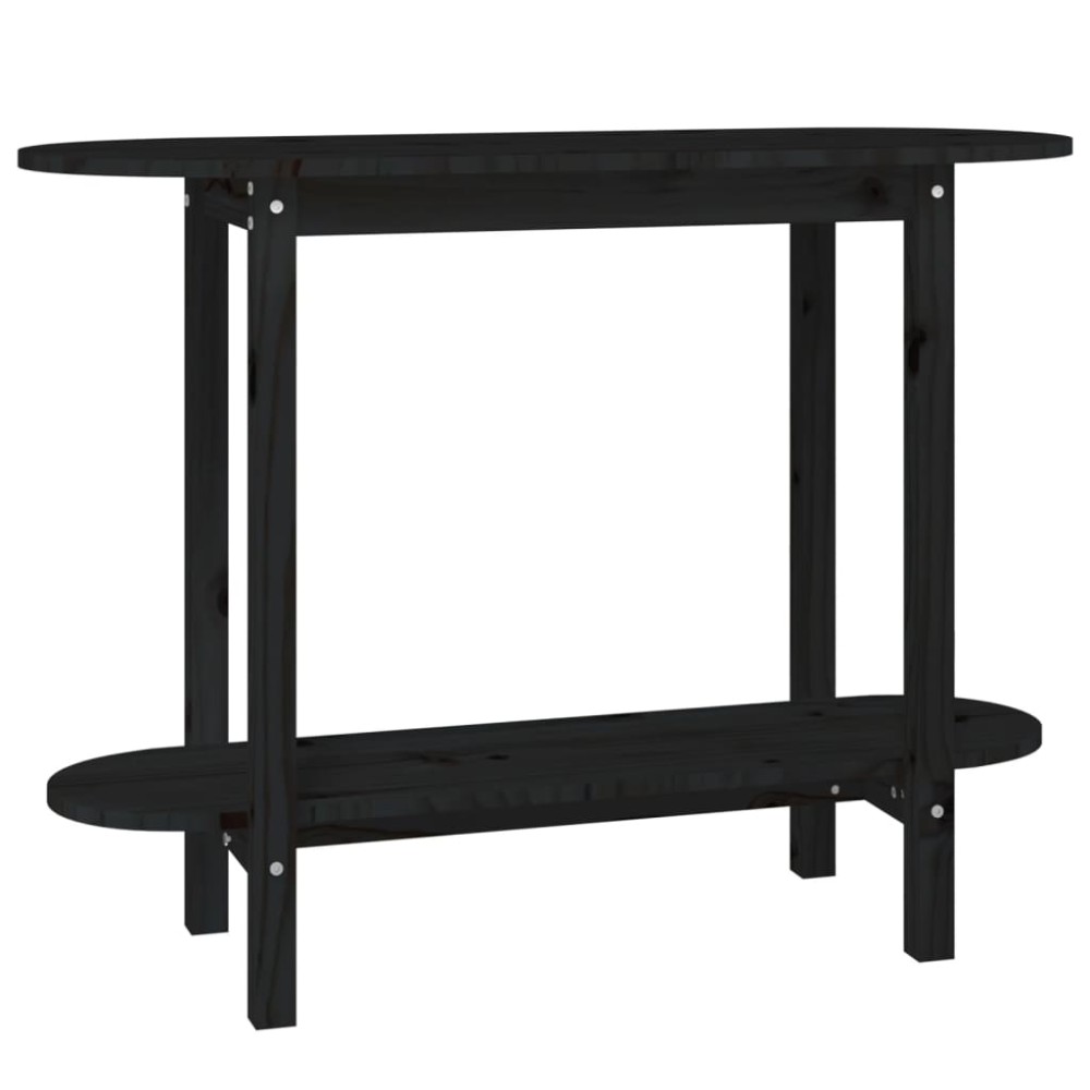 vidaXL Masă consolă, negru, 110x40x80 cm, lemn masiv de pin
