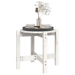 vidaXL Măsuță de cafea, alb, Ø 52,5x45 cm, lemn masiv de pin vidaXL Măsuță de cafea, alb, Ø 52,5x45 cm, lemn masiv de pin
