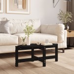 vidaXL Măsuță de cafea, negru, 87x48x35 cm, lemn masiv de pin vidaXL Măsuță de cafea, negru, 87x48x35 cm, lemn masiv de pin