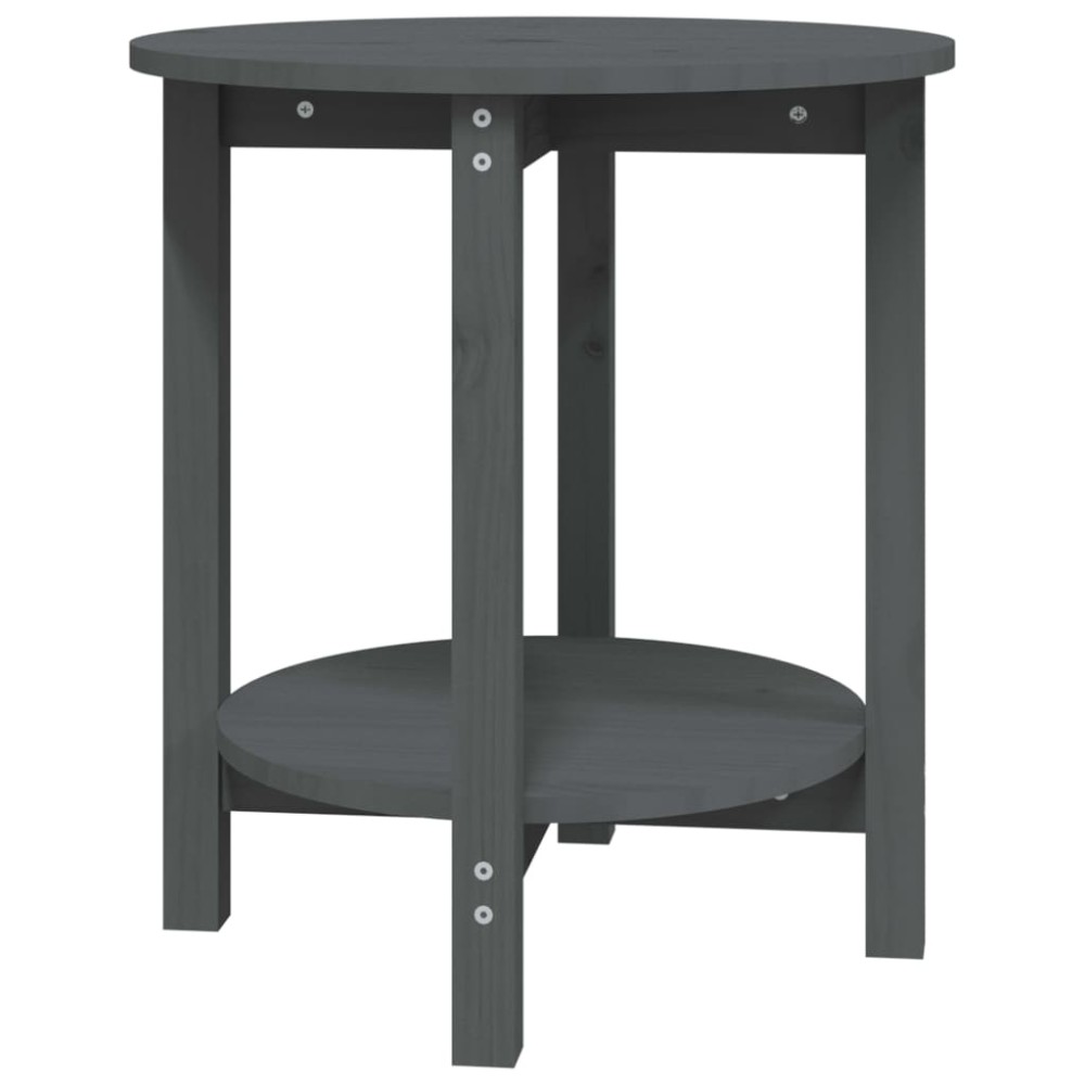 vidaXL Măsuță de cafea, gri, Ø 55x60 cm, lemn masiv de pin