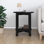 vidaXL Măsuță de cafea, negru, Ø 55x60 cm, lemn masiv de pin