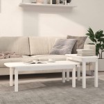 vidaXL Set măsuțe de cafea, 2 piese, alb, lemn masiv de pin vidaXL Set măsuțe de cafea, 2 piese, alb, lemn masiv de pin