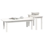 vidaXL Set măsuțe de cafea, 2 piese, alb, lemn masiv de pin vidaXL Set măsuțe de cafea, 2 piese, alb, lemn masiv de pin