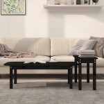 vidaXL Set măsuțe de cafea, 2 piese, negru, lemn masiv de pin