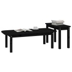 vidaXL Set măsuțe de cafea, 2 piese, negru, lemn masiv de pin