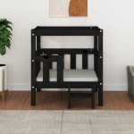 vidaXL Pat pentru câini, negru, 65,5x43x70 cm, lemn masiv de pin vidaXL Pat pentru câini, negru, 65,5x43x70 cm, lemn masiv de pin