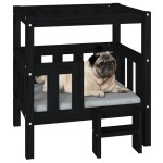 vidaXL Pat pentru câini, negru, 65,5x43x70 cm, lemn masiv de pin vidaXL Pat pentru câini, negru, 65,5x43x70 cm, lemn masiv de pin