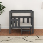 vidaXL Pat pentru câini, gri, 75,5x63,5x70 cm, lemn masiv de pin vidaXL Pat pentru câini, gri, 75,5x63,5x70 cm, lemn masiv de pin