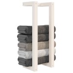 vidaXL Suport pentru prosoape, alb, 23x18x60 cm, lemn masiv de pin