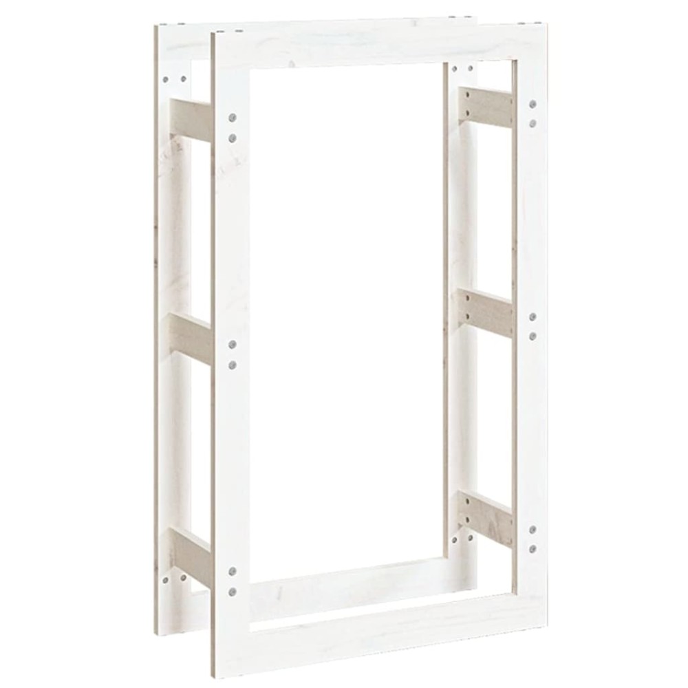 vidaXL Rastel pentru lemne de foc, alb, 60x25x100 cm, lemn masiv pin