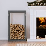 vidaXL Rastel pentru lemne de foc, gri, 60x25x100 cm, lemn masiv pin vidaXL Rastel pentru lemne de foc, gri, 60x25x100 cm, lemn masiv pin