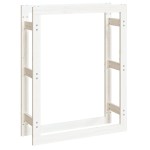 vidaXL Rastel pentru lemne de foc, alb, 80x25x100 cm, lemn masiv pin vidaXL Rastel pentru lemne de foc, alb, 80x25x100 cm, lemn masiv pin