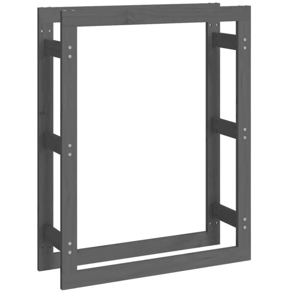 vidaXL Rastel pentru lemne de foc, gri, 80x25x100 cm, lemn masiv pin