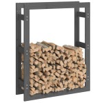 vidaXL Rastel pentru lemne de foc, gri, 80x25x100 cm, lemn masiv pin vidaXL Rastel pentru lemne de foc, gri, 80x25x100 cm, lemn masiv pin