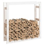 vidaXL Rastel pentru lemne de foc, alb, 100x25x100 cm, lemn masiv pin vidaXL Rastel pentru lemne de foc, alb, 100x25x100 cm, lemn masiv pin