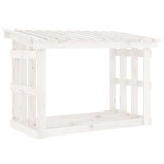 vidaXL Rastel pentru lemne de foc, alb, 108x64,5x77 cm, lemn masiv pin vidaXL Rastel pentru lemne de foc, alb, 108x64,5x77 cm, lemn masiv pin