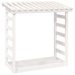 vidaXL Rastel pentru lemne de foc, alb, 108x64,5x110cm, lemn masiv pin vidaXL Rastel pentru lemne de foc, alb, 108x64,5x110cm, lemn masiv pin
