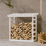 vidaXL Rastel pentru lemne de foc, alb, 108x64,5x110cm, lemn masiv pin vidaXL Rastel pentru lemne de foc, alb, 108x64,5x110cm, lemn masiv pin