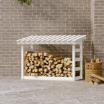vidaXL Rastel pentru lemne de foc, alb, 108x64,5x78 cm, lemn masiv pin vidaXL Rastel pentru lemne de foc, alb, 108x64,5x78 cm, lemn masiv pin