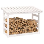 vidaXL Rastel pentru lemne de foc, alb, 108x64,5x78 cm, lemn masiv pin vidaXL Rastel pentru lemne de foc, alb, 108x64,5x78 cm, lemn masiv pin