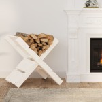 vidaXL Suport pentru bușteni alb 47x39,5x48 cm lemn masiv de pin