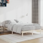 vidaXL Cadru de pat fără saltea, 137x190 cm, lemn masiv pin complet vidaXL Cadru de pat fără saltea, 137x190 cm, lemn masiv pin complet