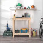 vidaXL Banc de lucru, 80x50x80 cm, lemn masiv pin vidaXL Banc de lucru, 80x50x80 cm, lemn masiv pin