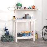 vidaXL Banc de lucru, alb, 80x50x80 cm, lemn masiv pin vidaXL Banc de lucru, alb, 80x50x80 cm, lemn masiv pin