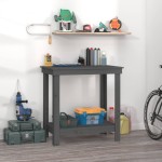 vidaXL Banc de lucru, gri, 80x50x80 cm, lemn masiv pin vidaXL Banc de lucru, gri, 80x50x80 cm, lemn masiv pin
