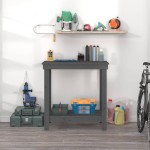 vidaXL Banc de lucru, gri, 80x50x80 cm, lemn masiv pin vidaXL Banc de lucru, gri, 80x50x80 cm, lemn masiv pin