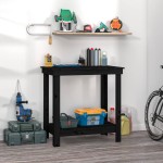 vidaXL Banc de lucru, negru, 80x50x80 cm, lemn masiv pin vidaXL Banc de lucru, negru, 80x50x80 cm, lemn masiv pin